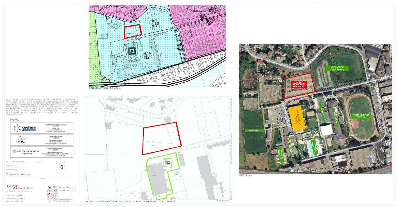 L'inquadramento del nuovo stadio del ghiaccio di Aosta