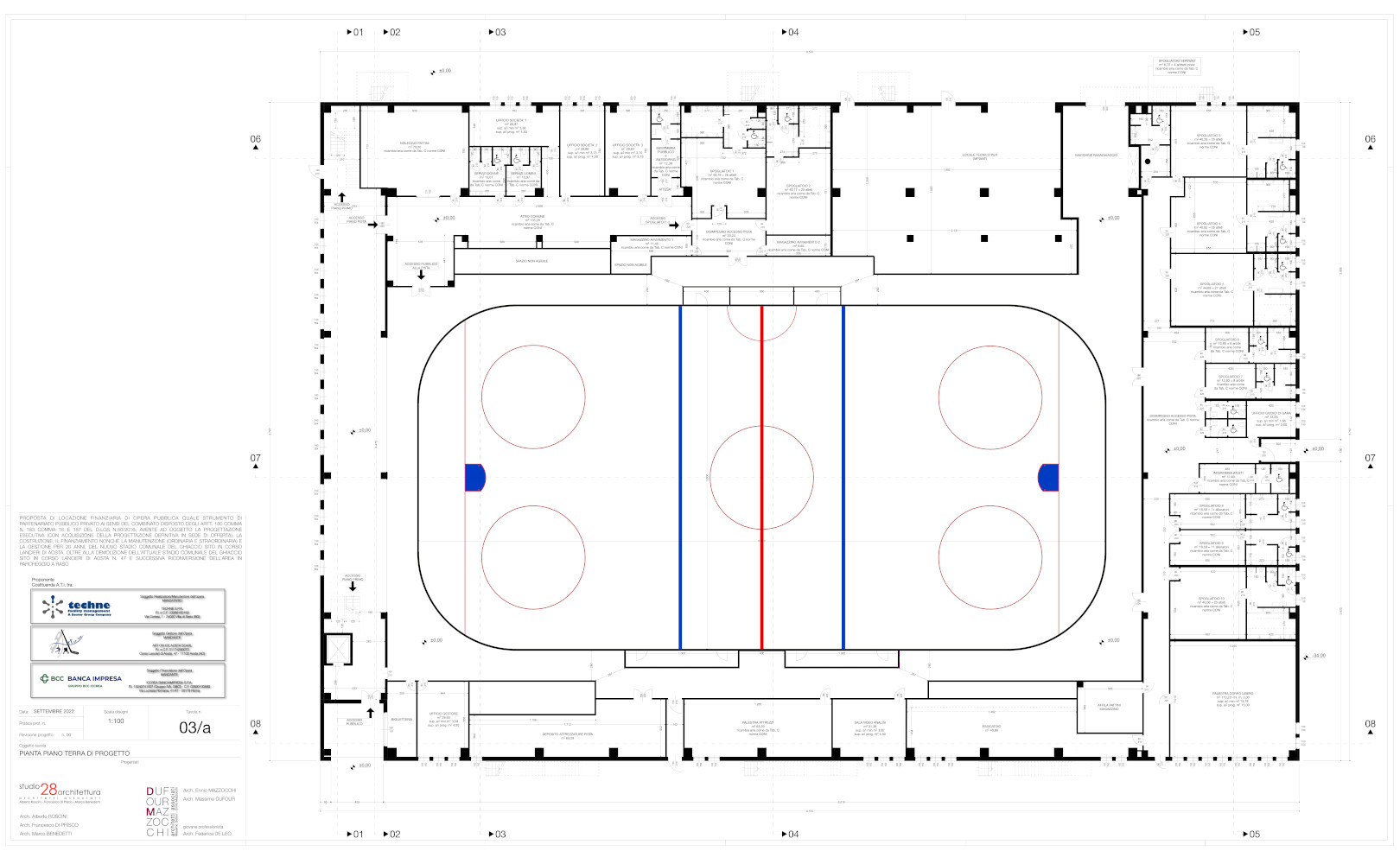 Il piano terra del nuovo stadio del ghiaccio di Aosta